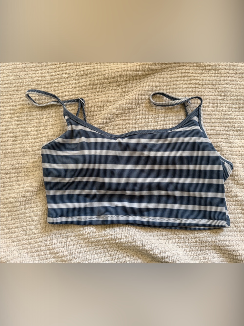aerie Navy and White Striped Bikini Crop Top